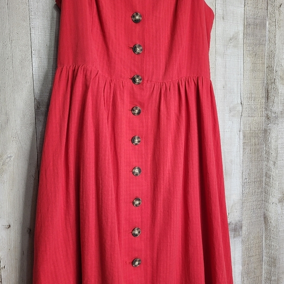 Reitmans Signature Elegant Red Button-Down Dress. Cotton Blend. Size Large - Picture 3 of 12
